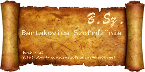 Bartakovics Szofrónia névjegykártya